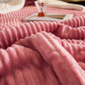 New three-layer cotton fleece blanket bean paste color