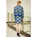 Vintage Flower Print Jacket с Zip Front и Rib Contrast Trim Around