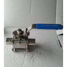 3PC Stainless Steel Threaded Ball Valve with Handle