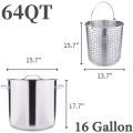 64QUART Pot de stock en acier inoxydable avec panier