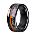 Black Tungsten Wood Inlay Engagement Rings For Her