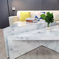 Marble Texture Glass Set of Coffee Table