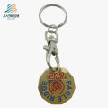 High Quality Deboss Filling Color Gold Trolley Token Keychain for Promotion