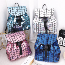 Holographic Holographic Luminous Geometric Kids Sac à dos géométrique Sac à dos Sac à livres d&#39;études Sacs d&#39;études en cuir schoo