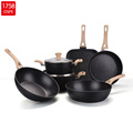 Granite coated wooden handle pans and pots