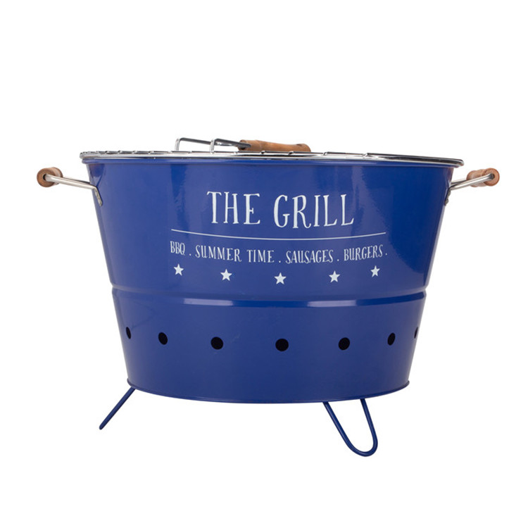 Round Bbq Portable Bucket Blue