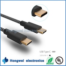 USB3.1 Тип C-C Нейлоновые ткани Плетеные зарядные устройства и синхронизация данных USB-кабель