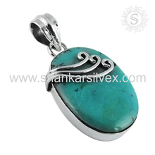 Einfache Design Turquoise Anhänger Edelstein Silber Schmuck