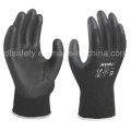 Gants de travail en Nylon noir avec noir PU (PN8119)