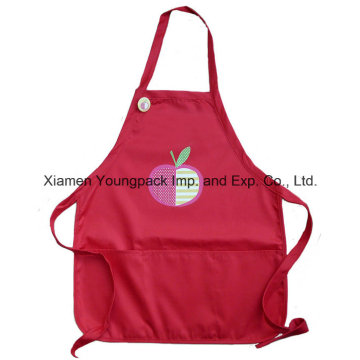 Custom Embroidery Girls Red Poly Cotton Kids Personalized Cooking Apron