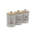 Set of 3 Metal Canister with Bamboo Lid