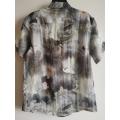 Herren Casual Digital Print Leinen Kurzarm Shirt