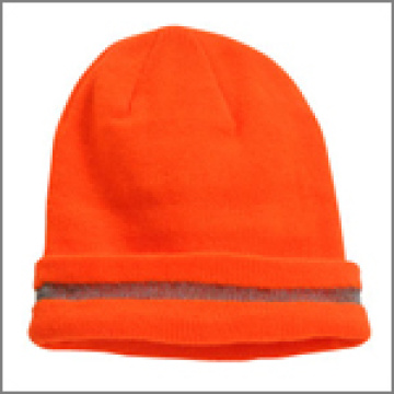 Safety Beanie With Reflective Stripe Beanie_Orange