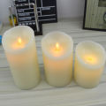 Real paraffin wax moving flame led pillar candle for 3 gift set