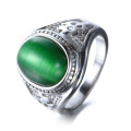 925 sterling silver jewery Green agate stone ring