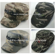 Camouflage cotton embroidery military cap with flat top