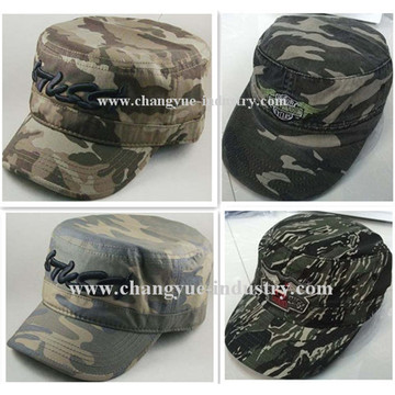 Gorra militar de algodón bordado con tapa plana de camuflaje