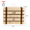 Caixa de presente personalizada para armazenamento de engradado de vinho em madeira de pinho