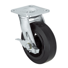 Heavy Duty Caster Series- 4in. W/Side Brake - Rubber Wheel