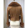 Casaco feminino de camurça shearling de inverno