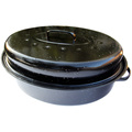 Oval Turkey Roaster, Chicken Roaster Pan, Enamelware, Enamel Roaster