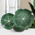Grüne Kohlplatte Blütenblatt Keramikgeschirr Geschirr