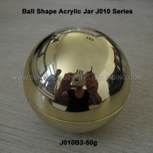 Recipiente creme acrílico bola de ouro brilhante 50g de forma