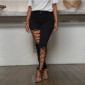 women's denim ripped pencil pants