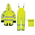 Yj-6047 Packable Green Yellow Motorcycle Safety Rain Suit Coat Jacket