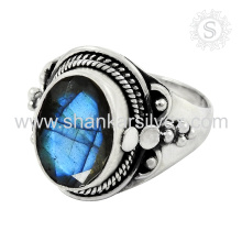 Glitter Blue Labradorite Anel 925 Prata Jóias Fornecedor Indian Silver Jewelry