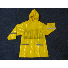 Großhandelsgelbe Farben-wasserdichte Kind-Regen-Jacke / Regen-Abnutzung