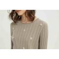 women cashmere sweater with simulated pearls