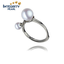 925 Sterling Silver Freshwater Pearl Ring 5&8mm Near Round Real Pearl Rings