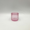 Pink color mini pearl pattern glass jar for candle