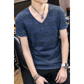 Rib Neck Short Sleeves Men T Shirt