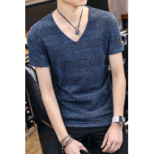 Rib Neck Short Sleeves Men T Shirt