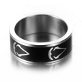 Letter Pattern Black Ring Designs Silver Color Ring