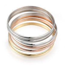 7PCS Multi-Strand Tri-Color Stainless Steel Bracelet Bangle Set