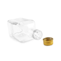 square glass beverage bottle with aluminum screw cap