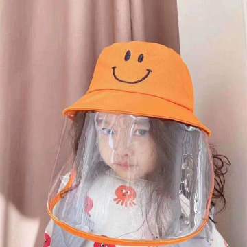 Children protective medical face shield mask bucket hat