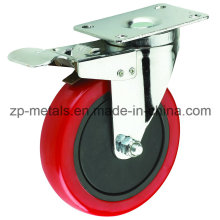 Medium-Duty Red PVC Caster Wheel with Whole Brake