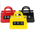 Metal black handbag flip clock