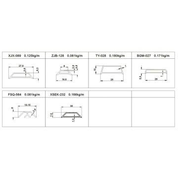 Perfil de tiras decorativas de aluminio