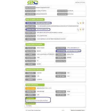 Máquina inyectable-USA Importar datos