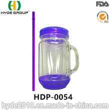 16oz Customized Double Wall Plastic Mason Jar with Infuser (HDP-0054)