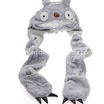 Totoro Scarf Chapéu Luvas Plush Integrado