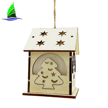 Festival Led Light Wood House Christmas Tree Decorations