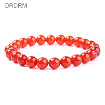 Pulsera de piedras preciosas de piedra de ágata roja curativa