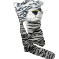 Top design White tiger animal hat with Fur paws and scarf