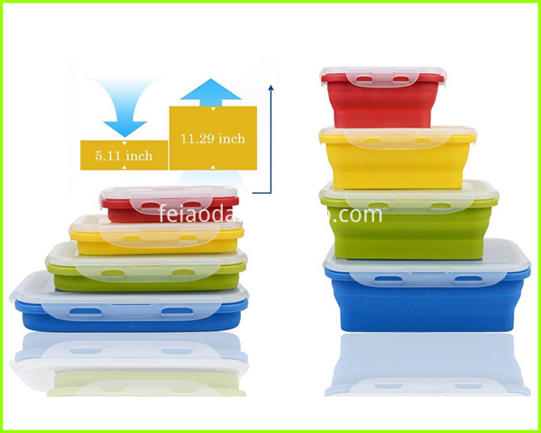 Popular Set Of 4 Eco Silicone Lunch Box Set